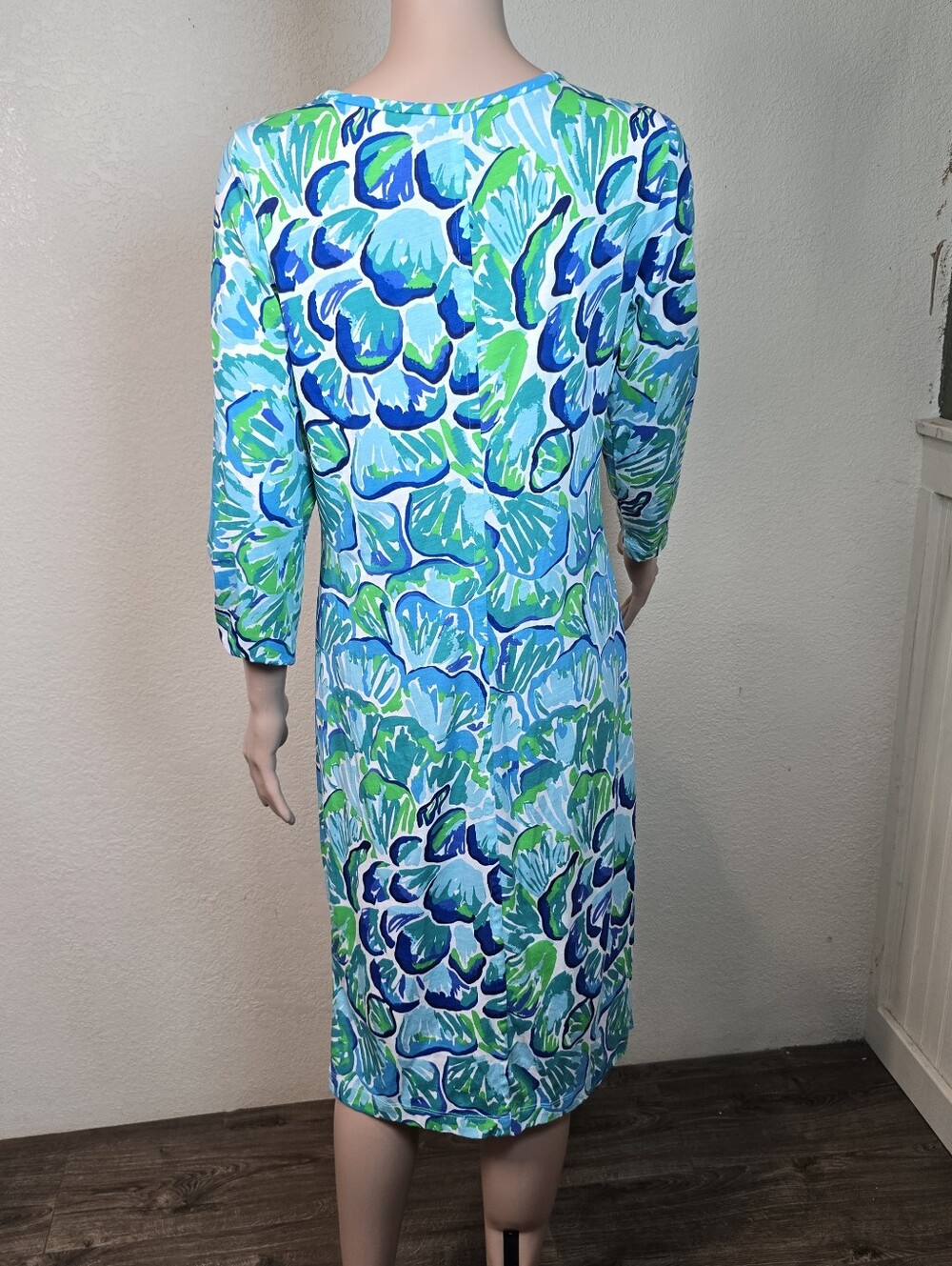 Lilly Pulitzer Women's Kenzie 3/4 Sleeve Cotton Dress Agate Green Lazy River Med - Picture 4 of 10